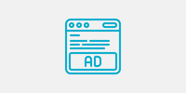 Icon Browserfenster mit Text und Werbebanner in E-Mail Signatur