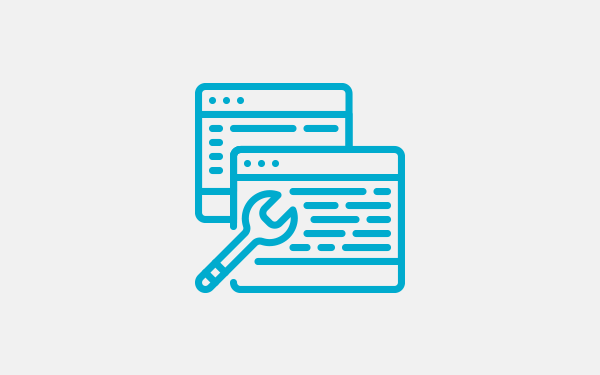 Icon mit Text und Werkzeug zeigt Administrationstool