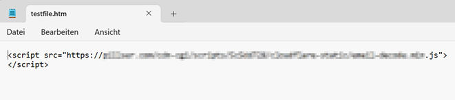 Beispiel-Code eines lokalen HTML Files, welches die Network Protection umgeht.