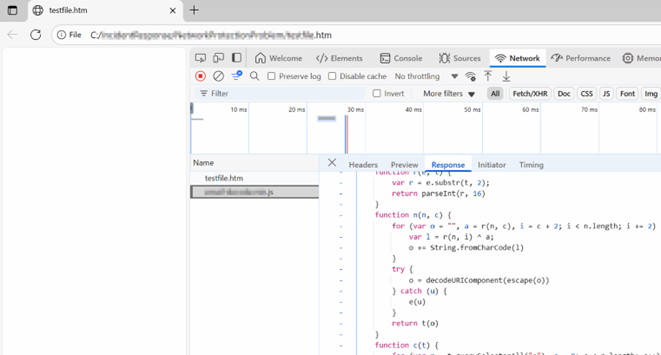 Microsoft Edge lädt den Inhalt einer blockierten URL trotz aktiver Network Protection.