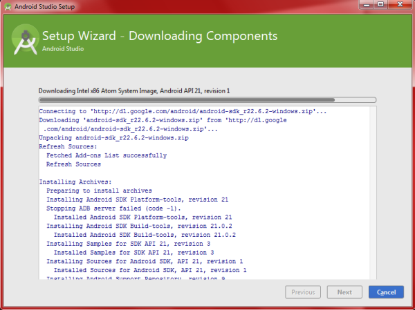 Android Studio Wizard Download SDK