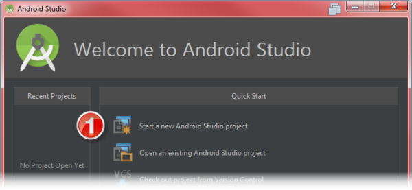 Android Studio - Start ein neues Android Studio Projekt