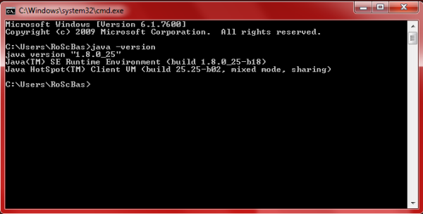 Command Prompt - Java Version ermitteln