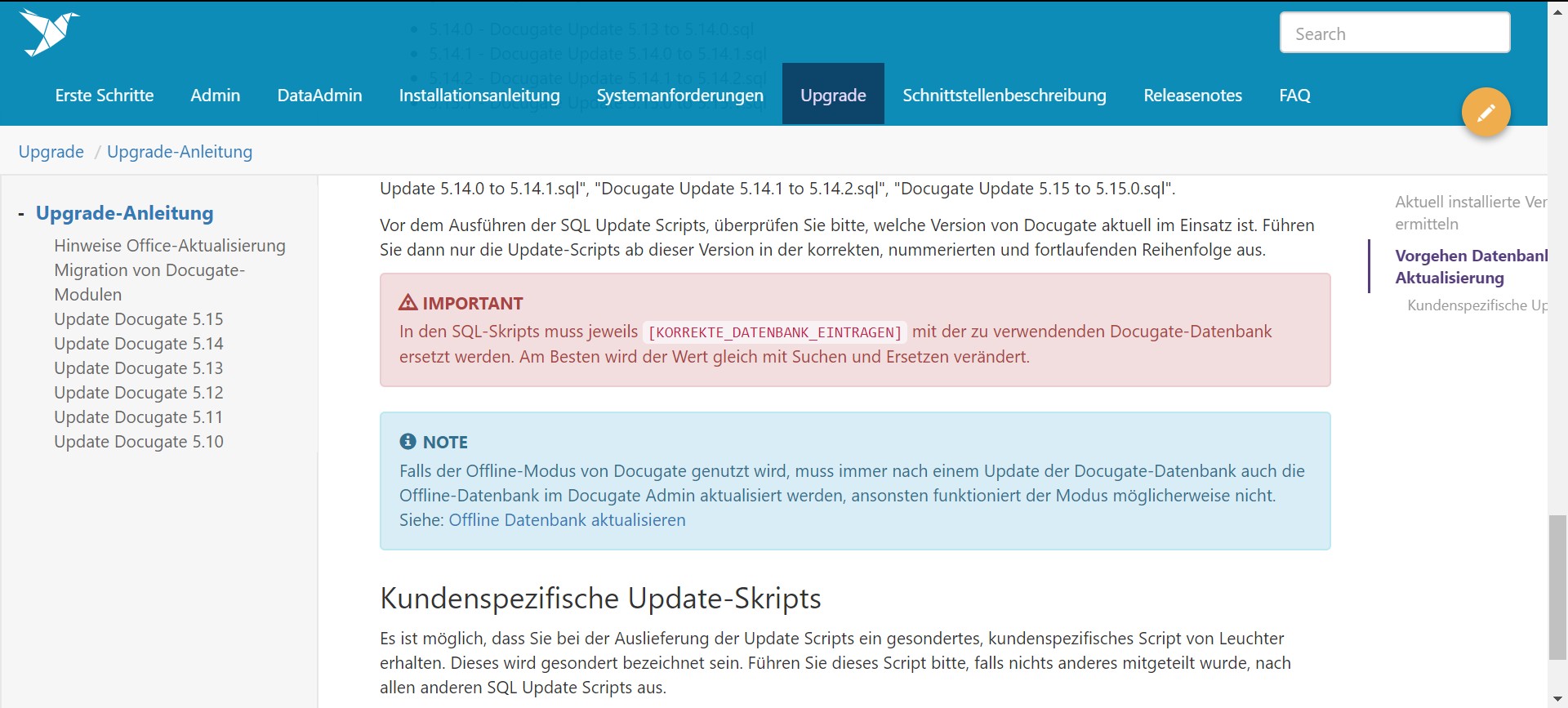 Docugate Online-Dokumentation Hinweise Bild