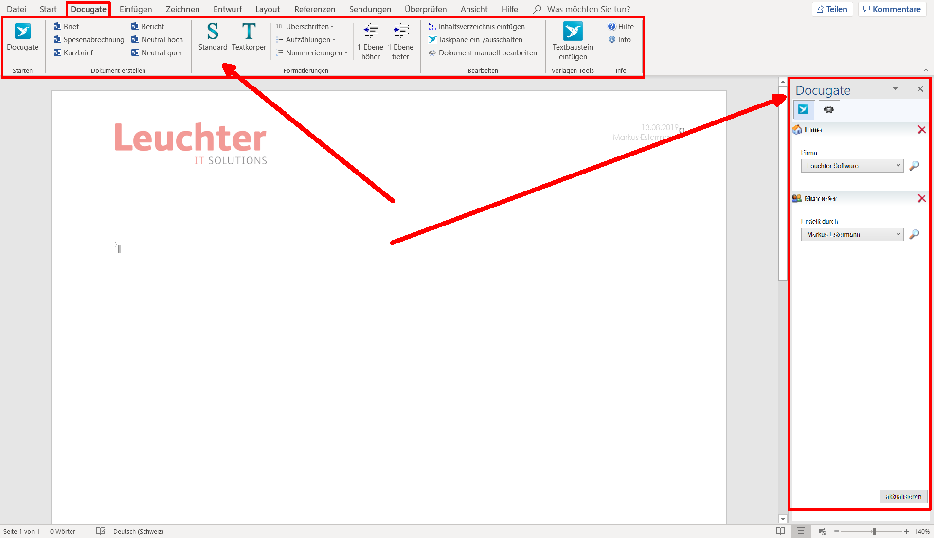 Docugate O365-Addin Ausgangslage Bild