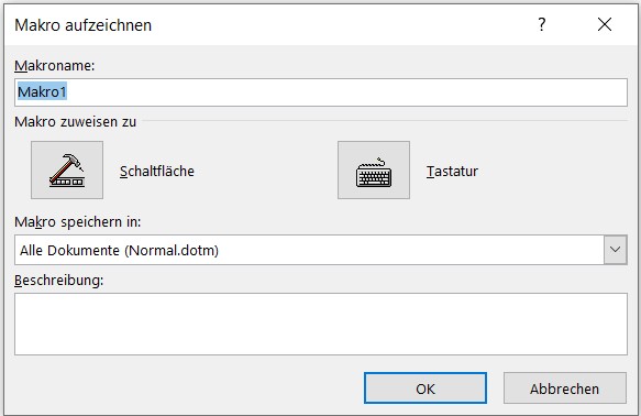Makros konfigurieren Makrorecorder Bild