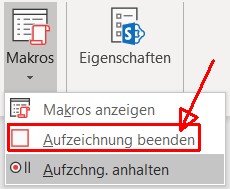 Makro speichern Makrorecorder Bild