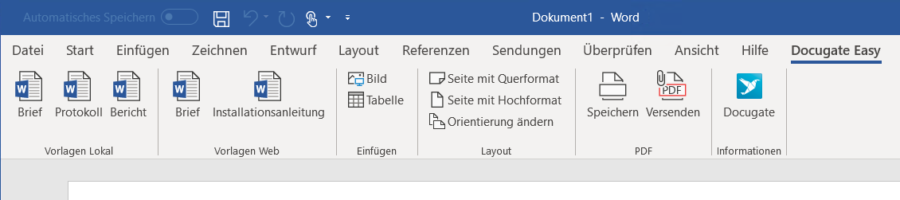 Docugate Easy Ribbon Word Screenshot