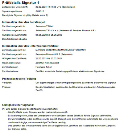 Prüfbericht des Bundes zum signierten PDF