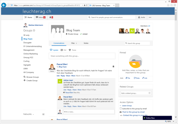 Screenshot Enterprise Social bei Leuchter