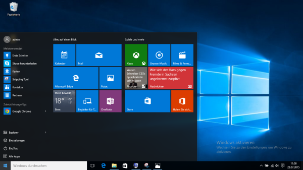 Startmenü von Windows 10
