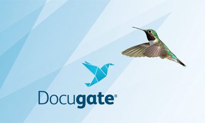 Docugate Logo mit einem Kolibri