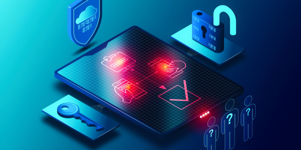 Cybersecurity Visualisierung mit biometrischer Authentifizierung, Passwortschutz und Cloud-Sicherheit