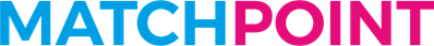MatchPoint: Logo mit blau-rosa Schriftzug, das den Namen „MatchPoint“ in moderner Typografie darstellt.