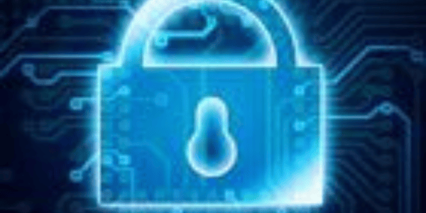 ein blaues digitales Schloss