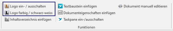 Office Word Ribbon Funktion Logo ein aus schwarz weiss