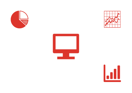 Business Intelligence: Symbolische Darstellung eines vernetzten Computersystems mit Diagrammen und Grafiken, die die digitale Analyse und Auswertung von Unternehmensdaten visualisieren.