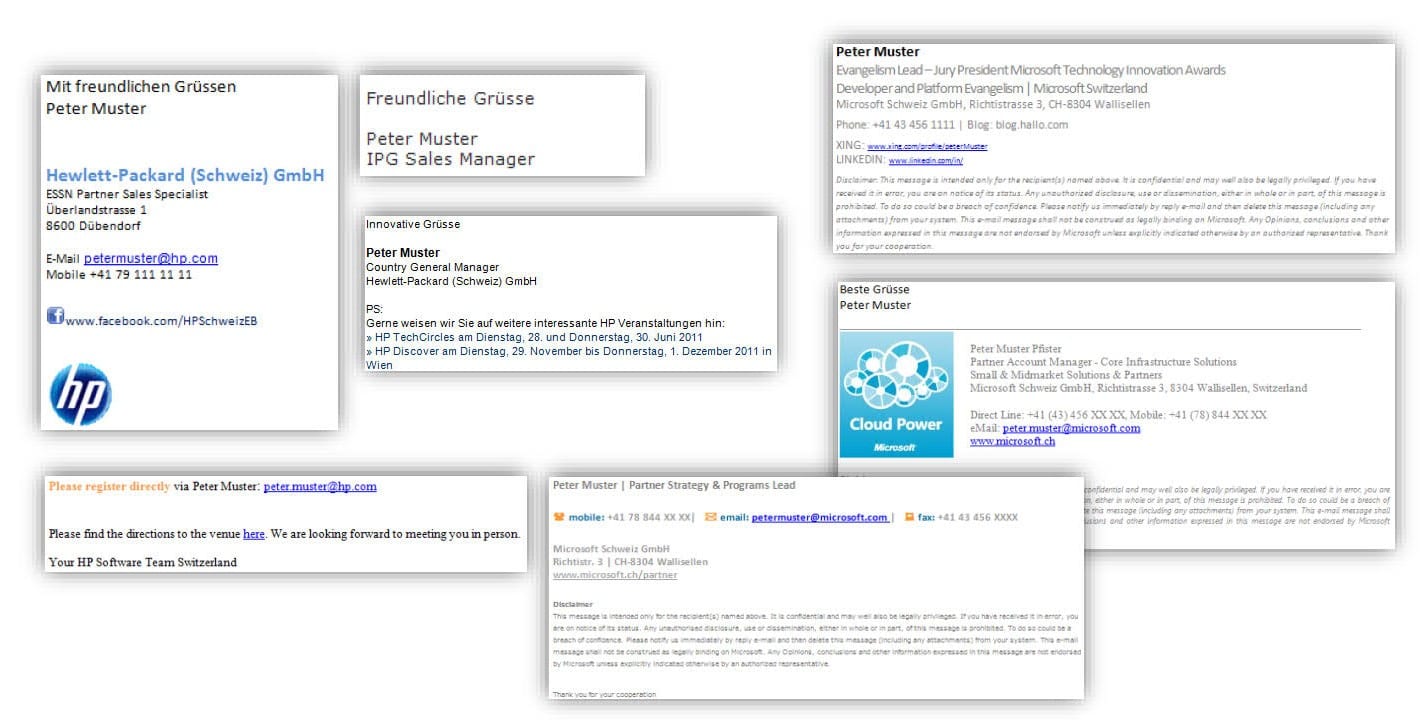 diverse E-Mail Signaturen