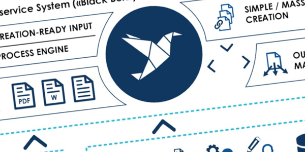 Docugate Logo und diverse Zeichnungen von PDF, Word, ...