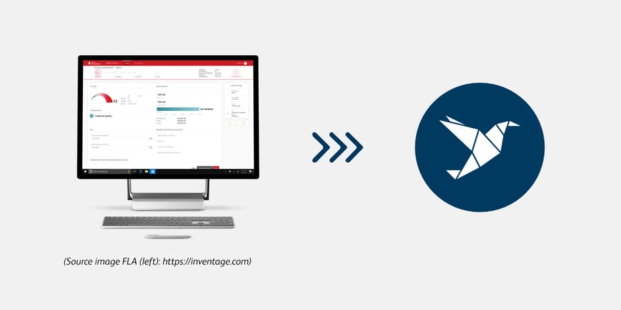Left: Screen with FLA screenshot; right: Docugate logo