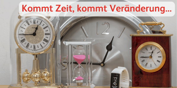 verschiedene Uhren mit Zitat: 