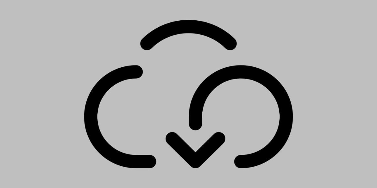 Cloud-Download-Symbol in minimalistischer Liniengrafik auf grauem Hintergrund