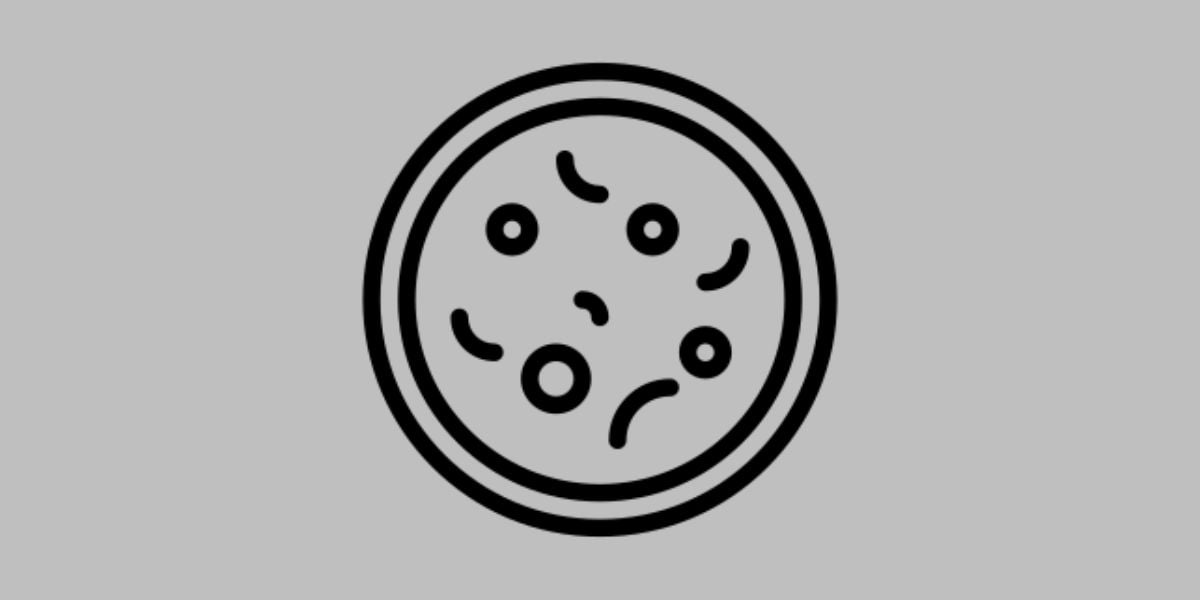 Symbolgrafik einer Petrischale mit Bakterien auf grauem Hintergrund als medizinisches Icon