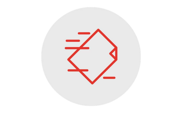 Icon eines vorbeiflitzenden Dokuments 