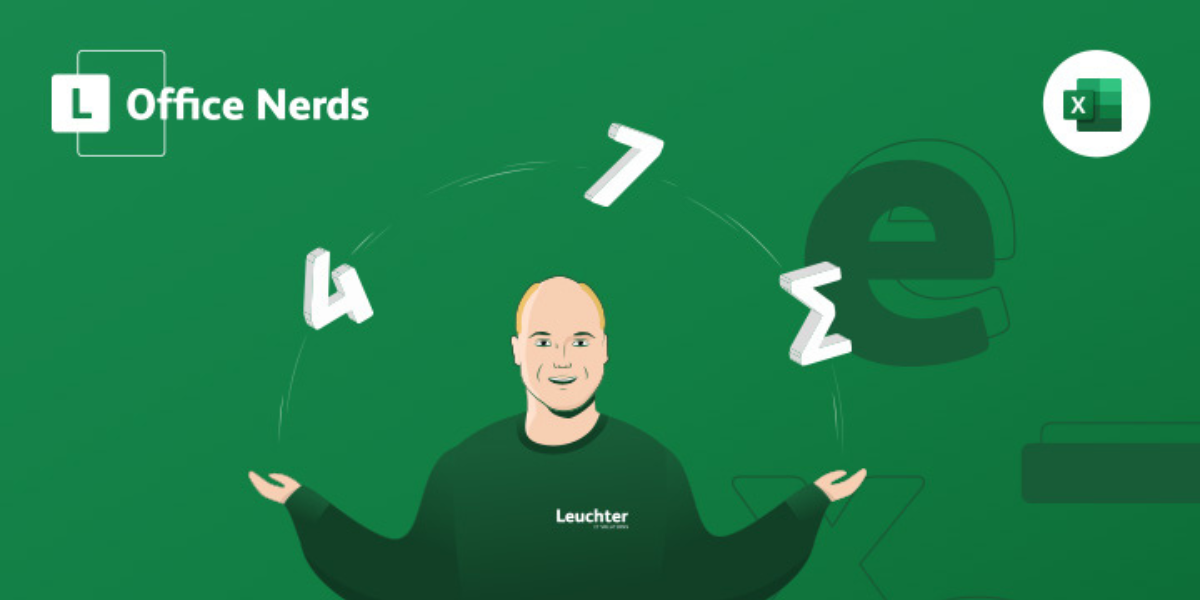 fiktiver Mann wird von Zahlen, griechischen Ziffer umkreist & Excel Logo 