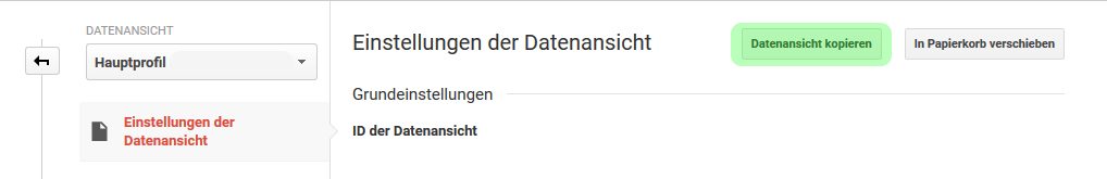 Analytics Datenansicht kopieren