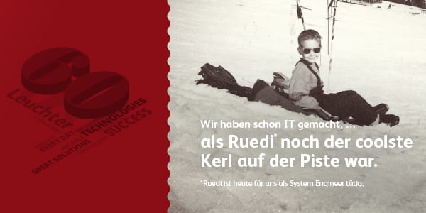 Ruedi Schenk als Kind auf der Skipiste